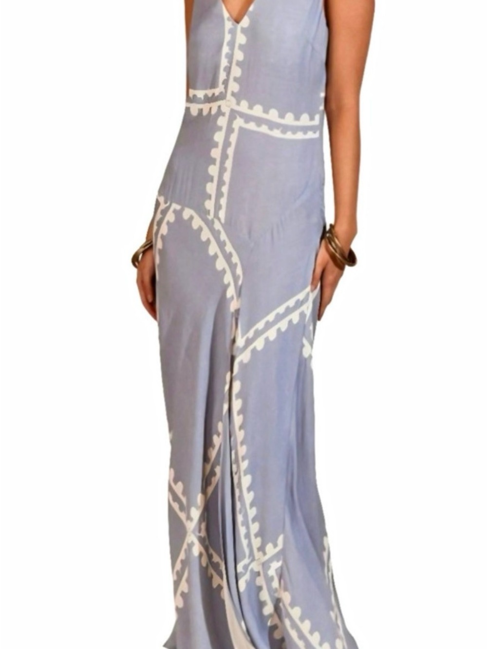 NWT Mon Renn "Serape" blue and white midi dress sz M/10